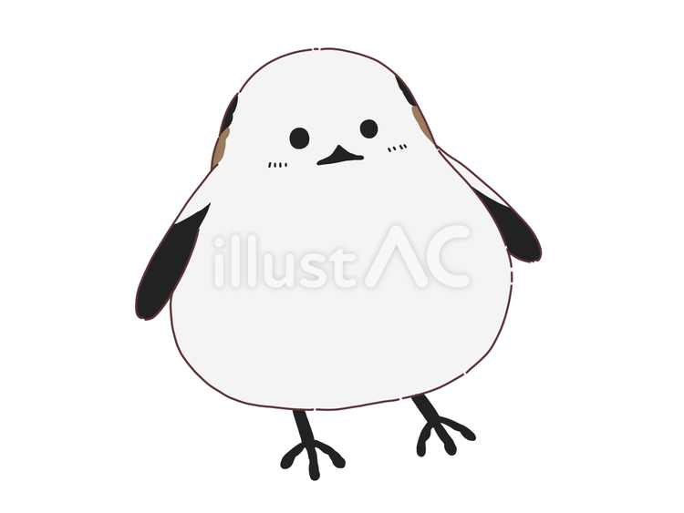 シマエナガのイラスト 生き物,鳥,動物のイラスト素材