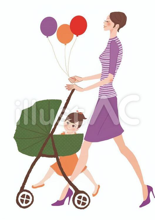 母子 人物,女の子,子供のイラスト素材