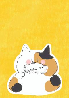 歯磨きする三毛猫ちゃん 歯磨きする三毛猫ちゃん かわいい,歯磨き,泡,磨く,寝起き,眠い,寝る,就寝,寝ぼける,生活習慣のイラスト素材