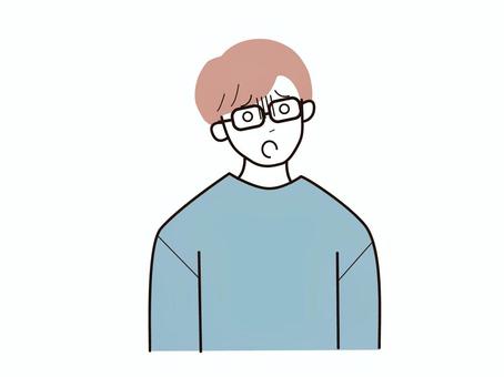 肩を落として放心する眼鏡男性2／カラー 上半身,長袖,放心,呆然,ガックリ,男性,社会人,パパ,お父さん,学生のイラスト素材