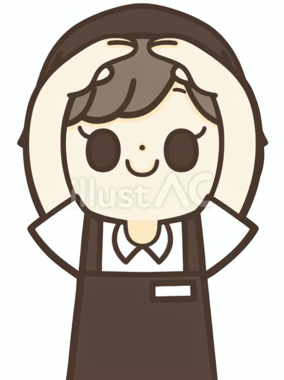 手で◯を作る女性店員 女性,店員,スタッフのイラスト素材