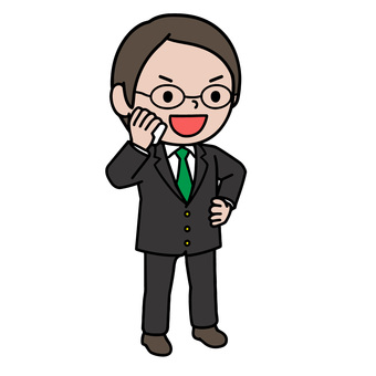 通話する人 自信,スマホ,ガッツポーズ,喜び,成功,達成感,勝利,嬉しい,通話,男性のイラスト素材