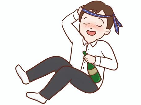 酔っぱらいの男性(カラー) 酔っぱらいの男性(カラー) 男性,会社員,社会人,飲み会,忘年会,酔っぱらい,酔う,納涼祭,酒瓶,瓶のイラスト素材