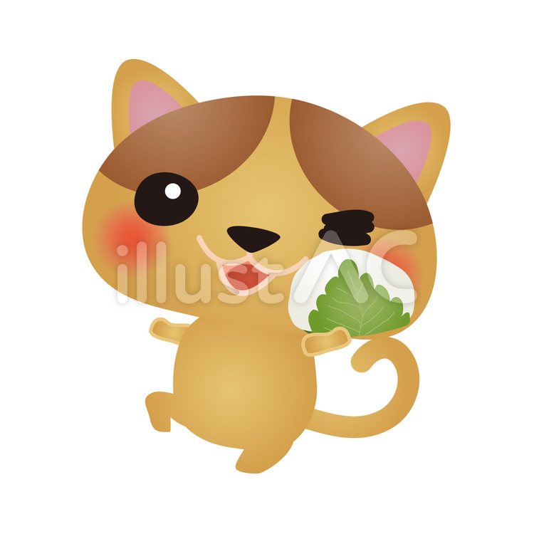 cat128 猫,かしわもち,こどもの日のイラスト素材