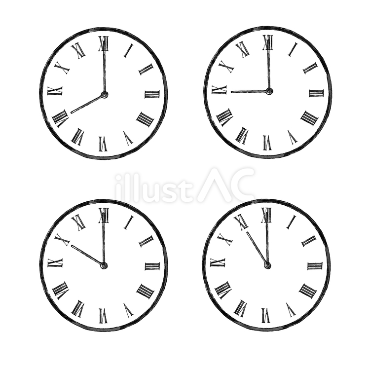 時計　２０時〜２３時　セット 時計,壁掛け時計,20時のイラスト素材