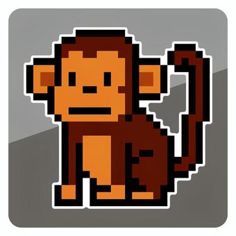 サルのピクセルアートアイコン サル,モンキー,猿,尻尾,霊長類,ニホンザル,動物,哺乳類,かわいい,ドット絵のイラスト素材