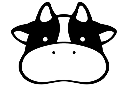 牛の顔 牛,動物,顔,正面,干支,丑年,年賀状,お正月,デフォルメ,抽象化のイラスト素材