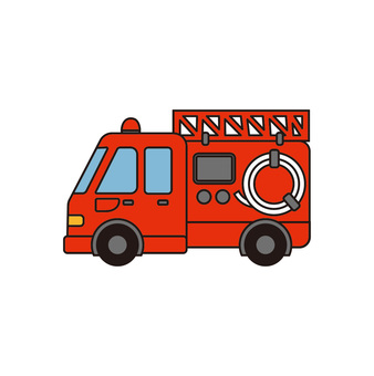 消防車（線画・カラー） 消防車,消防自動車,アイコン,シンプル,白背景,透過,無料,特殊車両,かっこいい,緊急車両のイラスト素材