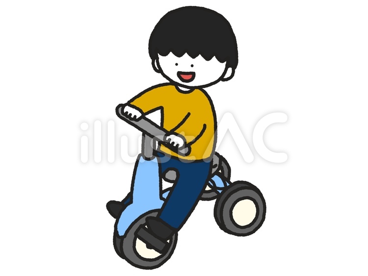 三輪車に乗る男の子 三輪車,男の子,子どものイラスト素材