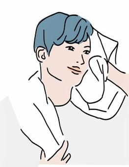 タオルで髪の毛を拭く男性 タオル,男性,笑顔,髪の毛,拭くのイラスト素材