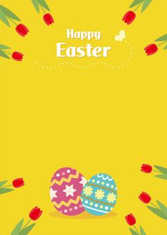 イースターの卵と花の背景 春,イースター,イースターエッグ,花,フレーム,背景,シンプル,枠,飾り枠,4月のイラスト素材