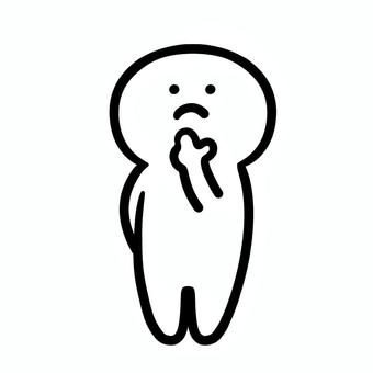 人　人物 人,人物,キャラクター,シンプル,白黒,考え中のイラスト素材