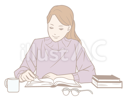 読書する女性(パステル)