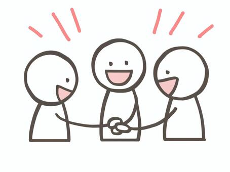 棒人間　団結する3人　上半身 棒人間,人,3人,協力,助ける,サポート,団結,チーム,結束,集まるのイラスト素材