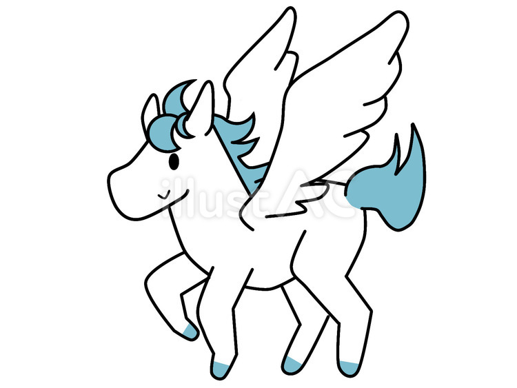 ペガサス　青 ペガサス,馬,架空のイラスト素材