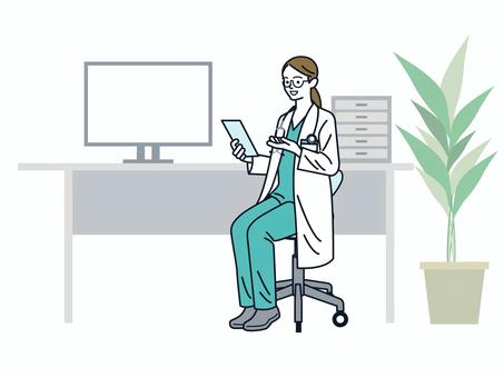 デスクで説明する女性医師 医師,女性医師,デスク,説明,動作,笑顔,案内,ポーズ,医療従事者,病院のイラスト素材