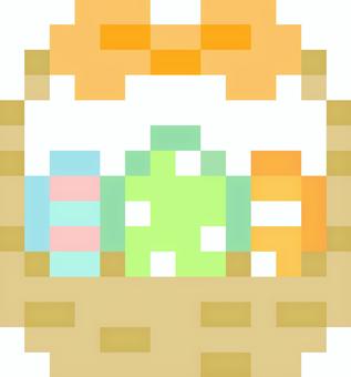 ドット絵のイースターバスケット(黄) イースター,イースターエッグ,たまご,ドット絵,ピクセルアート,16bit,カラフル,パステル,かわいい,バスケットのイラスト素材