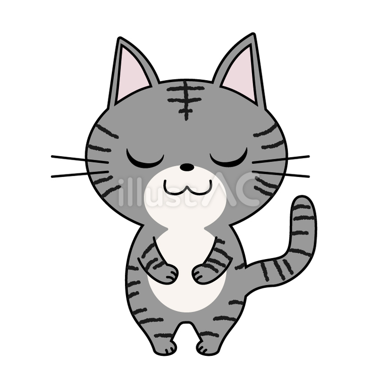 おじぎをするサバトラ猫 猫,サバトラ,お辞儀のイラスト素材