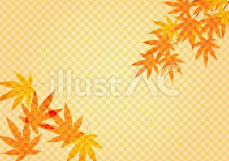 秋　フレーム　和23 秋,紅葉,あしらいのイラスト素材