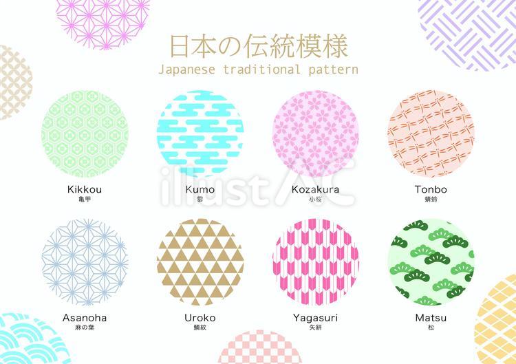 日本の伝統模様3 伝統模様,和風,和のイラスト素材