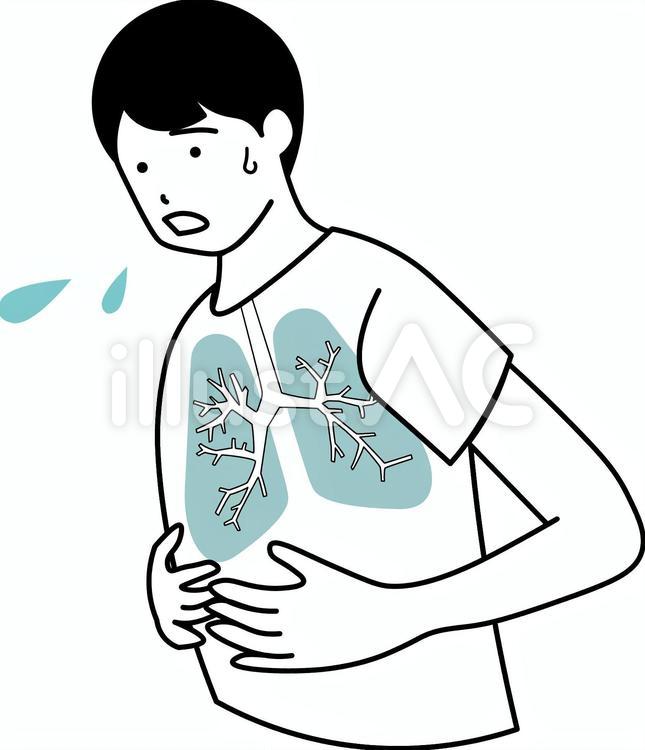 人物　男性　呼吸器 人物,気管,酸素のイラスト素材