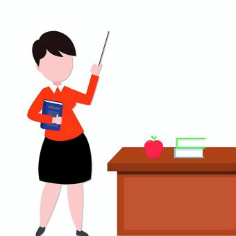 人物 024 教師,英語,女性,教育,教室,指導,教科書,ベクター,白背景,イラストのイラスト素材