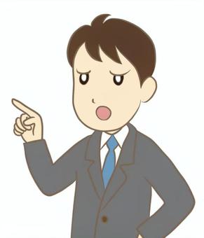 がみがみ小言を言う男性　責める　くどくど 責める,小言,男性,人物,スーツ,がみがみ,くどくど,指さし,上半身,イラストのイラスト素材