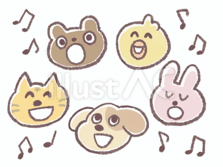 合唱する動物たち 歌う,合唱,動物のイラスト素材