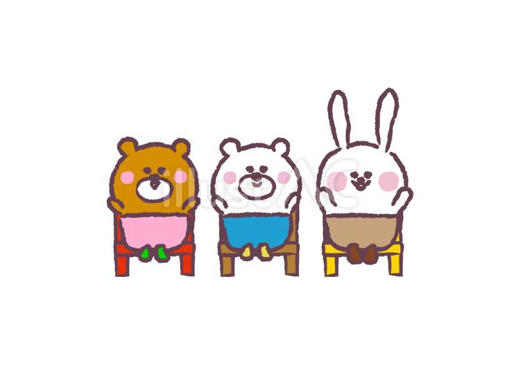 両手を挙げるクマとウサギ うさぎ,ウサギ,兎のイラスト素材