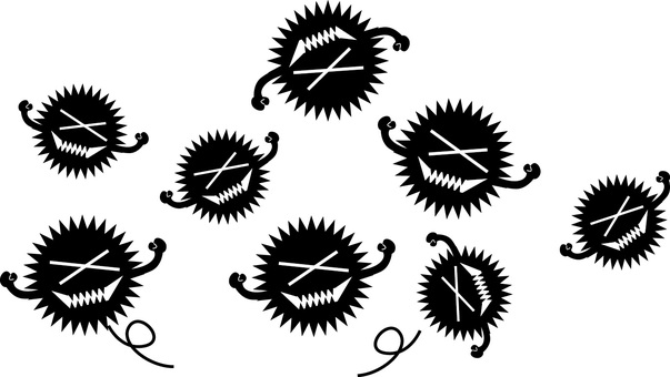 ウイルス ウイルス,ばい菌,細菌,やられる,退散,撃退,シンプル,イメージのイラスト素材