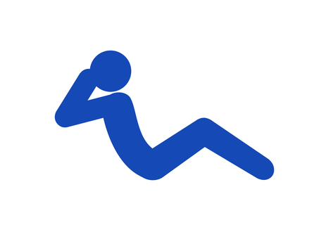 筋トレ：腹筋運動で体を鍛える人（青） 人,人物,全身,ピクトグラム,筋トレ,腹筋,腹筋運動,シットアップ,トレーニング,肉体のイラスト素材