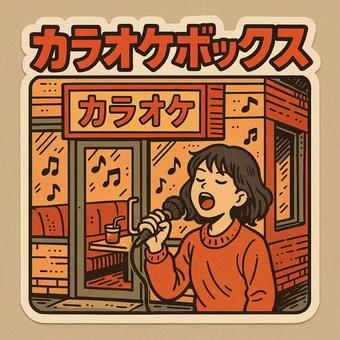 Sing it loud! Retro karaoke booth, karaoke box, sing, female, JPG and PNG