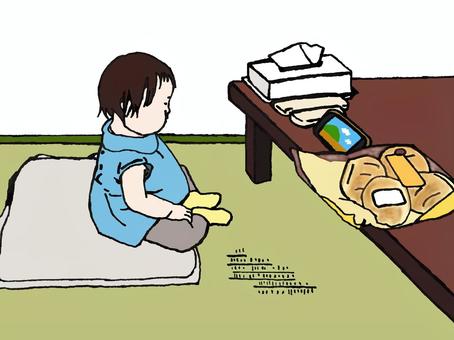 スマホで動画を視聴する子ども スマートフォン,スマホ,動画,視聴,子どものイラスト素材
