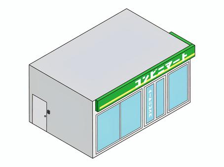 街並みシリーズ コンビニ コンビニ,コンビニエンスストア,かわいい,デフォルメ,建物,アイソメトリック,アイソメ,街並み,アイコン,挿絵のイラスト素材