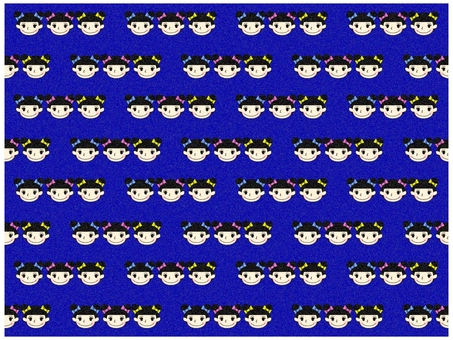 三人娘の壁紙　青 三人娘,女の子,お団子,リボン,柄,パターン,ザラザラ,ノイズ,壁紙,背景のイラスト素材