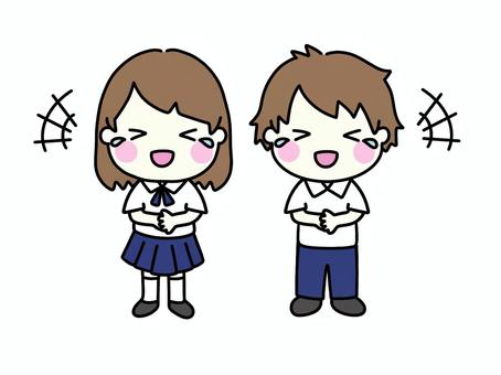 大笑い　学生 笑う,大笑い,笑顔,面白い,楽しい,涙,学生,高校生,中学生,女の子のイラスト素材
