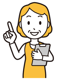  エプロンおばちゃん(黄)-093-バスト バインダー,おばちゃん,エプロン,お母さん,ママ,中年,おばさん,主婦,人物,かわいいのイラスト素材