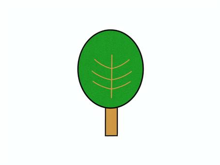 ツリー02 線あり ツリー,木,森,林,自然,シンプル,白背景,素材,手書き,手描きのイラスト素材