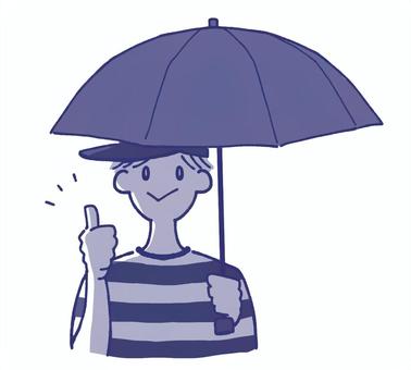 日傘を使っている男性のかわいいイラスト
