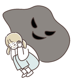 恐怖に怯える子ども(少女） 恐怖,トラウマ,恐い,子ども,少女,女の子,怯える,震える,不安,辛いのイラスト素材
