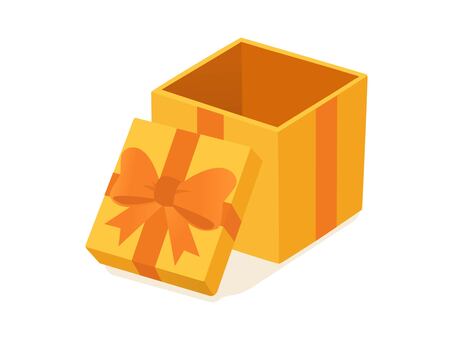 黄色のプレゼントボックス プレゼントボックス,プレゼント,贈り物,ギフト,リボン,箱,誕生日,黄色,お祝い,かわいいのイラスト素材
