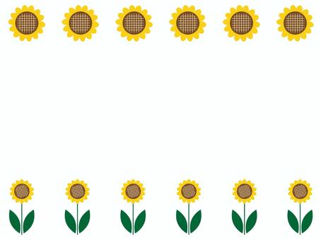 夏の素材　向日葵のかわいいフレーム枠　1 夏,夏休み,向日葵,フレーム,背景,バナー,web,花,植物,手書きのイラスト素材