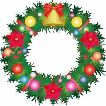 クリスマスリース クリスマス,イベント,植物,杉,ボール,ポインセチア,ヒイラギ,冬,飾り,モチーフのイラスト素材