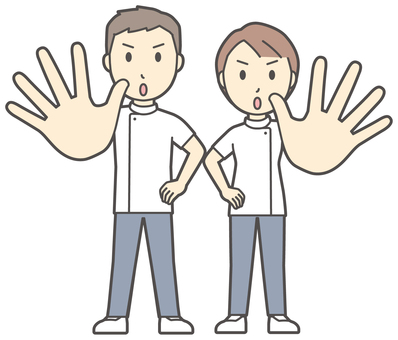  理学療法士の男女-012-全身 中止,理学療法士,男女,医療,病院,クリニック,整体師,柔道整復師,鍼灸師,人物のイラスト素材