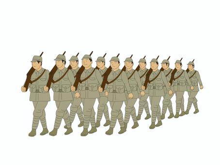 銃を持って行進する日本兵 日本兵,兵士,行進,世界大戦,戦争,戦中,銃,武器,歴史,日本軍のイラスト素材