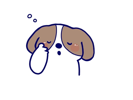 眠そうなキャバリア キャバリア,犬,眠い,あくび,小型犬,中型犬,家庭犬,動物,疲れ,手描きのイラスト素材