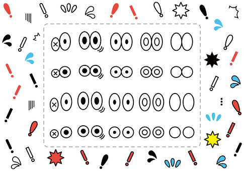 びっくりセット びっくり,驚く,驚き,焦る,リアクション,表情,顔,人間,キャラクター,シンプルのイラスト素材