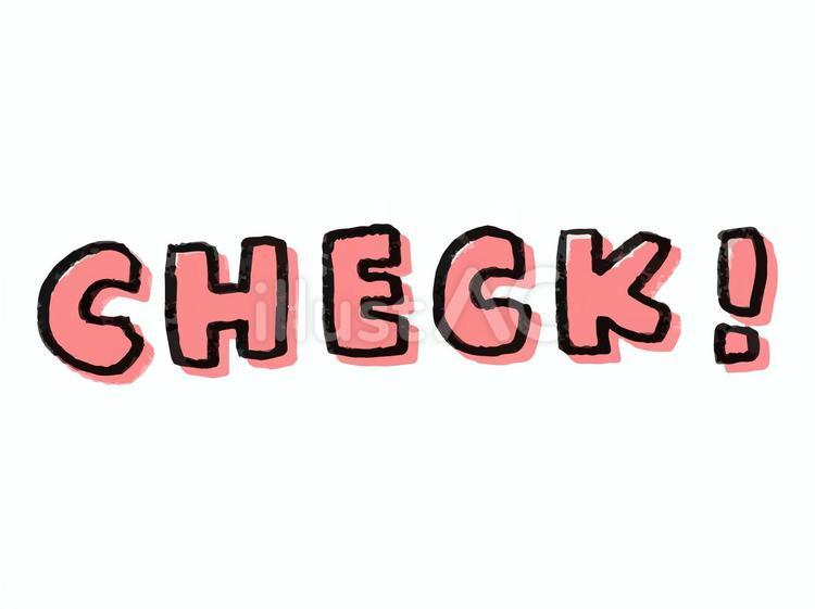 CHECK！　ポップな手描き文字イラスト check,!,アテンションマークのイラスト素材