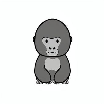 ゴリラ ゴリラ,草食,大型,霊長類,哺乳類,動物,かわいい,シンプル,デフォルメ,ゆるいのイラスト素材