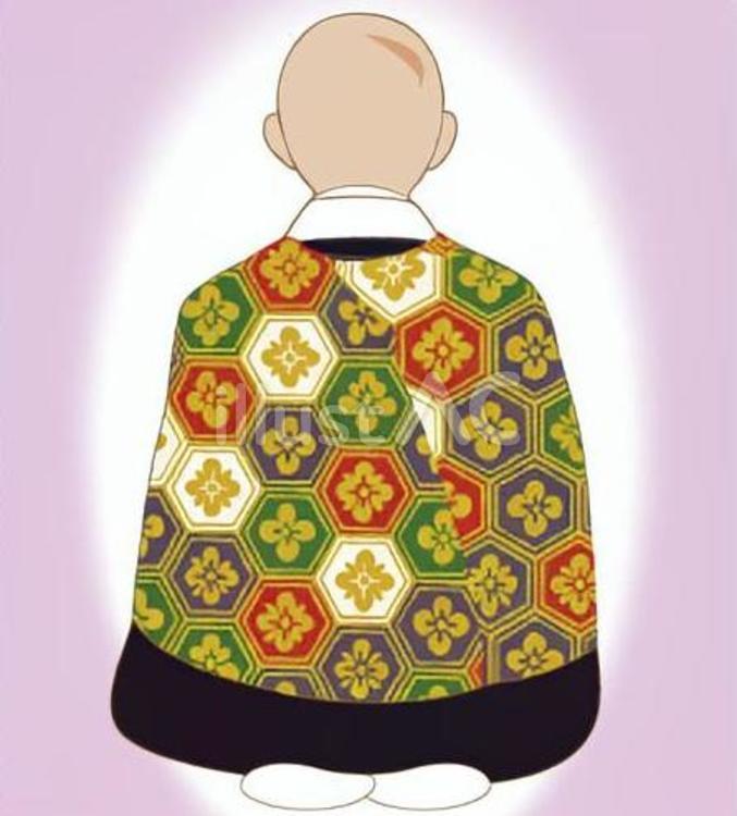 お坊さんの後ろ姿２ 僧侶,袈裟,和柄のイラスト素材